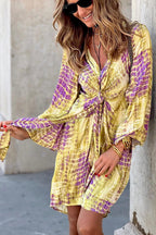 Take Me Away Tie-dye Print Tie Waist Mini Dress