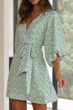 Sage Floral Mini Dress