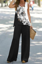 Casual Summer Sleeveless T-Shirt Trousers Two-Piece Set