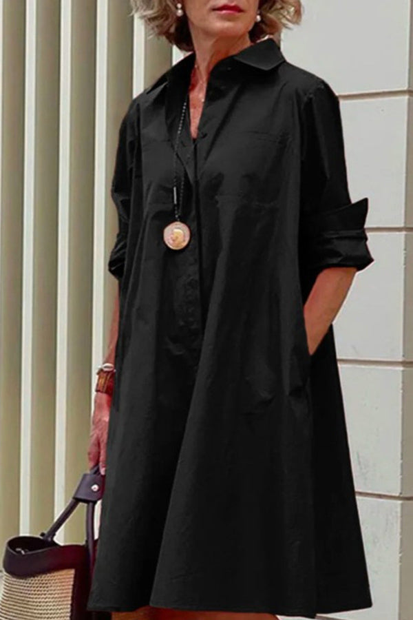 simple loose long sleeve shirt dress