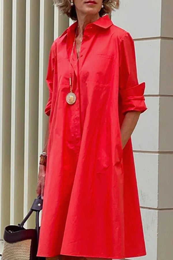 simple loose long sleeve shirt dress
