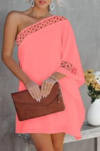 Contrast Lace One Shoulder Casual Dress