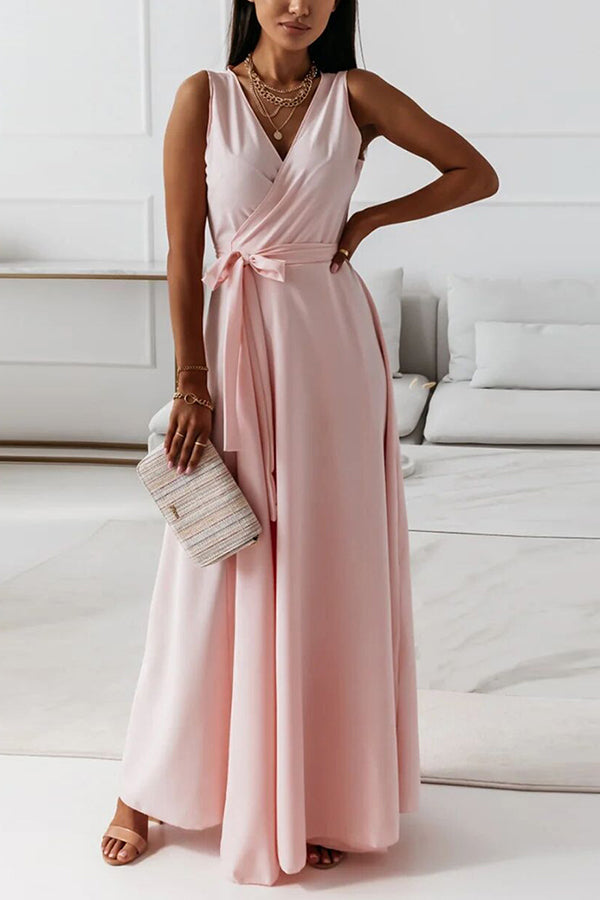 Tie Waist Wrap Maxi Dress